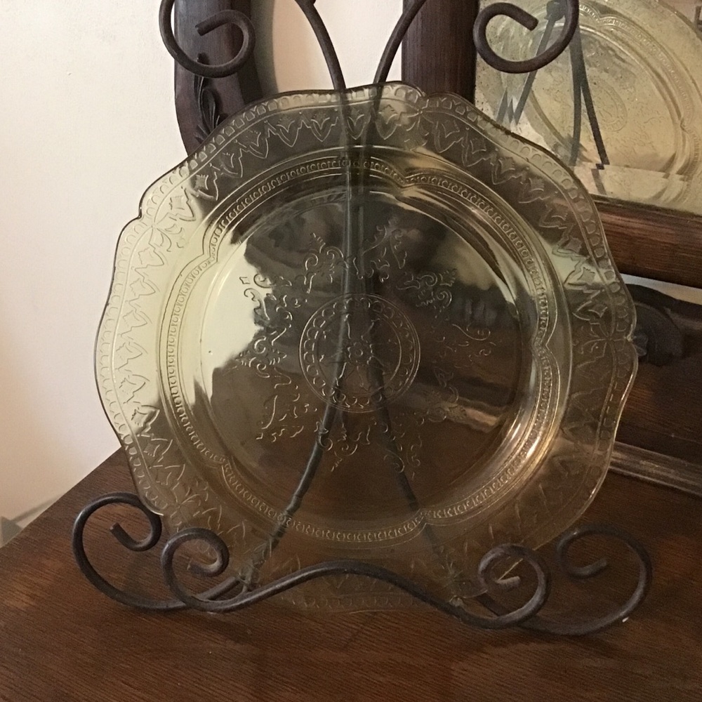 Yellow Depression Glass 11” plate